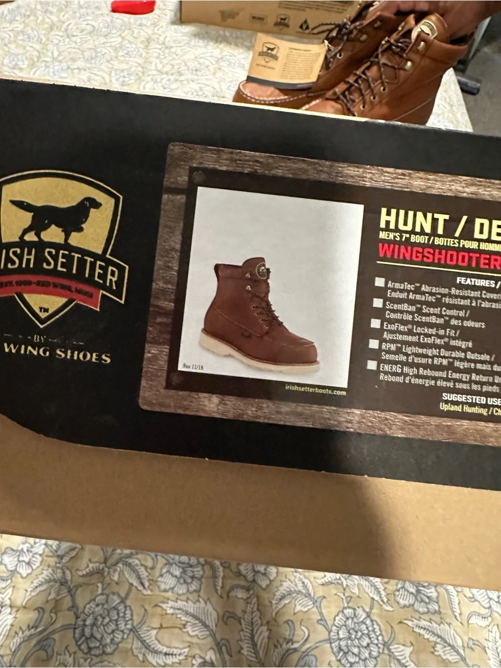 Irish Setter Men's Brown Leather Moc Toe Work Boots 7” wingshooter